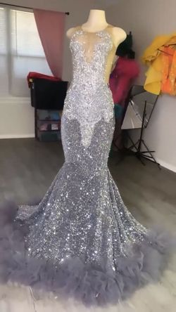 Silver Size 4 Ball gown on Queenly