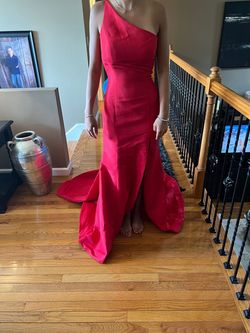 Sherri Hill Red Size 6 Black Tie Straight Dress on Queenly