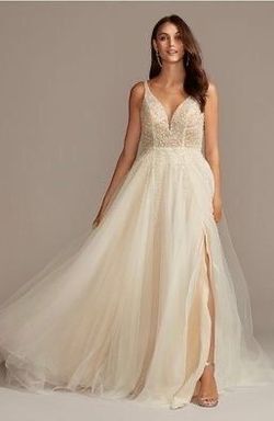 Style SWG837 David's Bridal Nude Size 16 Floor Length Straight Dress on Queenly