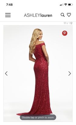 Ashley Lauren Red Size 18 Floor Length Plus Size Black Tie Side slit Dress on Queenly