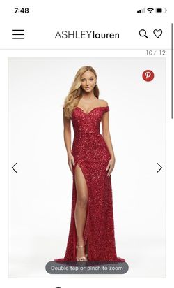 Ashley Lauren Red Size 18 Floor Length Plus Size Black Tie Side slit Dress on Queenly