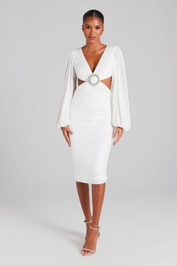 Style NMR071WHXL Nadine Merabi White Size 16 Floor Length Plus Size Straight Dress on Queenly
