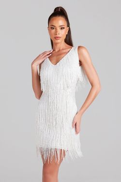 Style NM093WHL Nadine Merabi White Size 12 Tall Height Straight Dress on Queenly