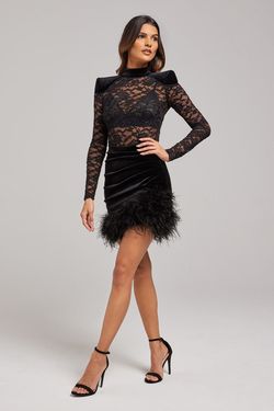 Style NM137BLAS Nadine Merabi Black Tie Size 4 Tall Height Straight Dress on Queenly