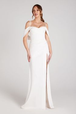 Style NM103WHXS Nadine Merabi White Size 0 Pageant Straight Dress on Queenly