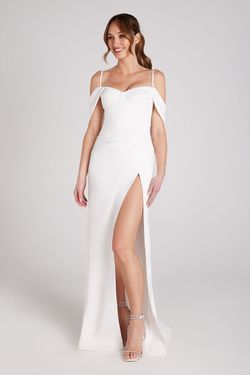 Style NM103WHXS Nadine Merabi White Size 0 Tall Height Nm103whxs Pageant Straight Dress on Queenly