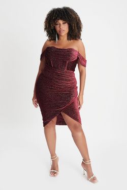 Style BLAKE Lavish Alice Silver Size 22 Burgundy Cocktail Dress on Queenly