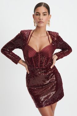 Style AVA Lavish Alice Red Size 2 Satin Mini Sequined Cocktail Dress on Queenly