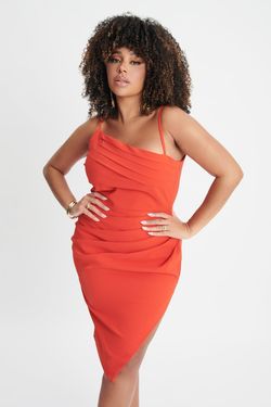 Style CHANTELLE Lavish Alice Red Size 20 Plus Size Side slit Dress on Queenly