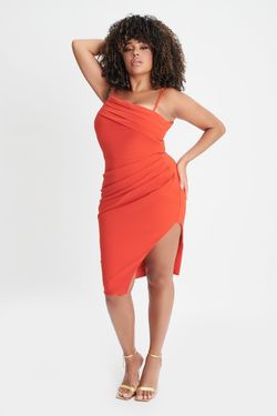 Style CHANTELLE Lavish Alice Red Size 22 Chantelle Coral Side slit Dress on Queenly