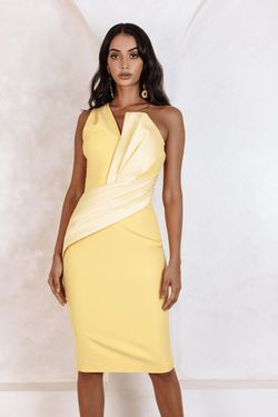 Style MAYA Lavish Alice Yellow Size 2 Satin Mini Cocktail Dress on Queenly