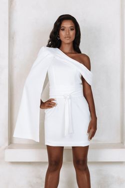 Style DIANA Lavish Alice White Size 4 Bachelorette Cape Belt Diana Cocktail Dress on Queenly