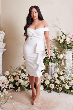Style EDEN Lavish Alice White Size 22 Tall Height Engagement Bridal Shower Cocktail Dress on Queenly