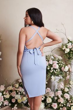 Style LILIANA Lavish Alice Blue Size 22 Plus Size Cocktail Dress on Queenly