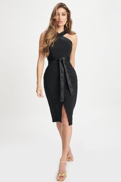 Style ISLA Lavish Alice Black Size 14 Polyester Tall Height Halter Cocktail Dress on Queenly