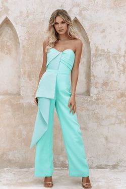 Style MALIA Lavish Alice Green Size 4 Floor Length Polyester Jumpsuit Dress on Queenly