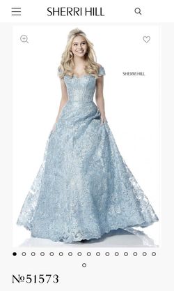 Style 51573 Sherri Hill Blue Size 6 70 Off Prom Ball gown on Queenly