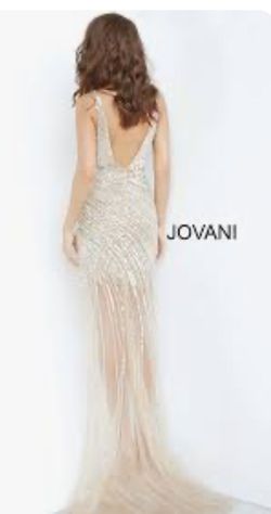 Style 63405 Jovani Gold Size 4 Sorority Formal Shiny Side slit Dress on Queenly