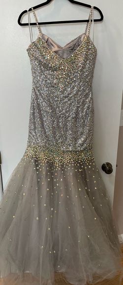 La Femme Silver Size 8 Prom Mermaid Dress on Queenly