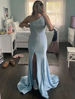 Sherri Hill Blue Size 6 Sorority Formal Prom Side slit Dress on Queenly