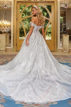 Style PS22953 Portia and Scarlett Silver Size 2 Pageant Corset Embroidery Prom Ball gown on Queenly