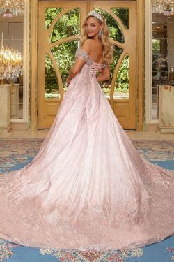 Style PS22969 Portia and Scarlett Pink Size 8 Tall Height Lace Quinceanera Sweetheart Ball gown on Queenly