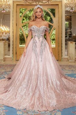 Style PS22969 Portia and Scarlett Pink Size 8 Tall Height Lace Quinceanera Sweetheart Ball gown on Queenly