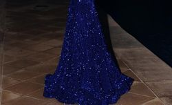 Style PS24614 Portia and Scarlett Royal Blue Size 4 Glitter Beaded Top Prom Mermaid Dress on Queenly
