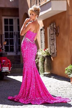 Style PS24631 Portia and Scarlett Pink Size 6 Black Tie Jewelled Train Strapless Side slit Dress on Queenly