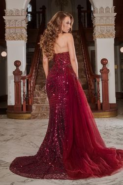 Style PS22266 Portia and Scarlett Red Size 2 Prom Train Floor Length Side slit Dress on Queenly