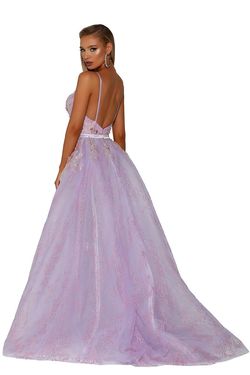 Style PS6016S Portia and Scarlett Purple Size 0 Tall Height Floor Length Pattern Ball gown on Queenly