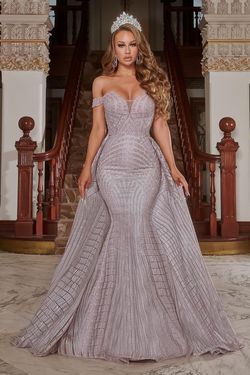 Style PS22912 Portia and Scarlett Silver Size 2 Tall Height Prom Glitter Mermaid Dress on Queenly
