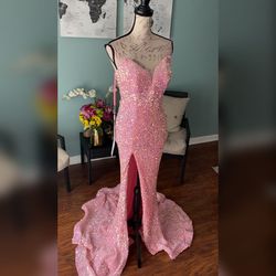 Portia and Scarlett Pink Size 8 Euphoria Rose Gold Fully Beaded Sorority Formal Mermaid Dress on Queenly