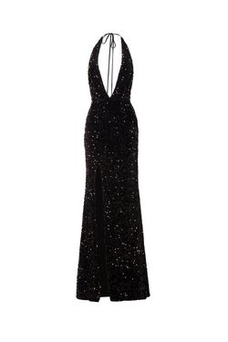 Style Lilo Alamour The Label Black Size 0 Prom Sequined Plunge Side slit Dress on Queenly
