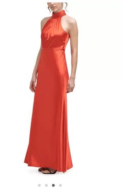 Calvin Klein Red Size 4 Military High Neck Floor Length Mermaid Dress on Queenly