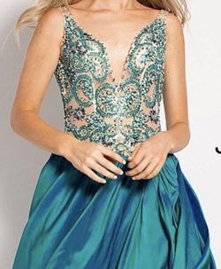 Jovani Multicolor Size 8 Plunge Floor Length Ball gown on Queenly