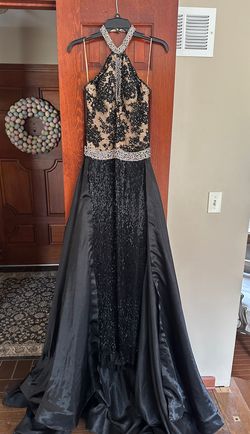 Style Sherri Hill Couture  Sherri Hill Black Size 2 High Neck Floor Length Straight Dress on Queenly