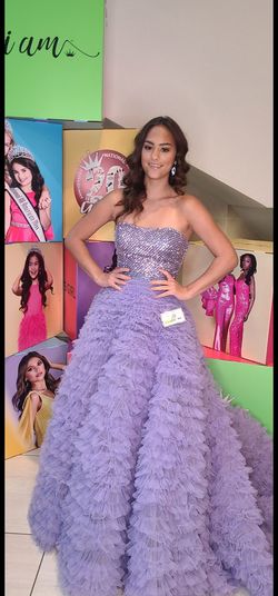 Sherri Hill Purple Size 6 Beaded Top Lavender Pageant Ruffles Ball gown on Queenly