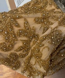 Sherri Hill Gold Size 6 Floor Length Side slit Dress on Queenly