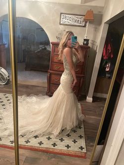 Sherri Hill White Size 4 Tall Height Plunge Mermaid Dress on Queenly