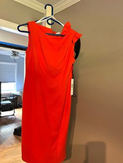Style Business or Interview no sleeves dress  Calvin Klein Orange Size 8 Interview Cocktail Dress on Queenly