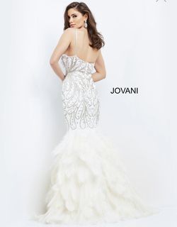 Jovani White Size 6 Tall Height Cotillion Prom Ball gown on Queenly