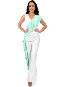 Style 8313 Marc Defang White Size 2 Floor Length Jumpsuit Dress on Queenly