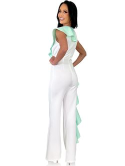 Style 8313 Marc Defang White Size 10 Interview Fun Fashion Tall Height Floor Length Jumpsuit Dress on Queenly
