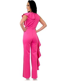 Style 8153 Marc Defang Hot Pink Size 4 Interview Fun Fashion Jumpsuit Dress on Queenly
