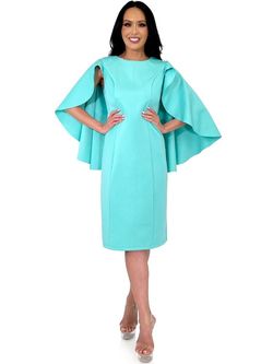 Style 8157 Marc Defang Blue Size 2 Tall Height Teal Jersey Cocktail Dress on Queenly