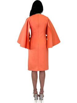 Style 8157 Marc Defang Orange Size 14 Cap Sleeve Jersey Interview Plus Size Cocktail Dress on Queenly