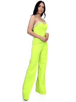 Style 8180 Marc Defang Green Size 4 Floor Length Fun Fashion Jumpsuit Dress on Queenly