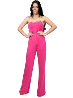 Style 8180 Marc Defang Pink Size 4 Speakeasy Barbiecore Floor Length Jumpsuit Dress on Queenly