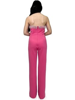 Style 8180 Marc Defang Pink Size 6 Tall Height Fringe Speakeasy Jumpsuit Dress on Queenly